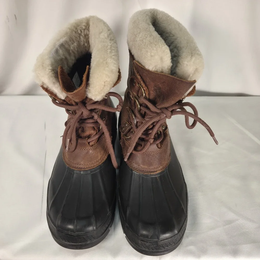 Polo Ralph Lauren Landen Leather Shearling Duck Winter Rain Boots Mens 7 Classic